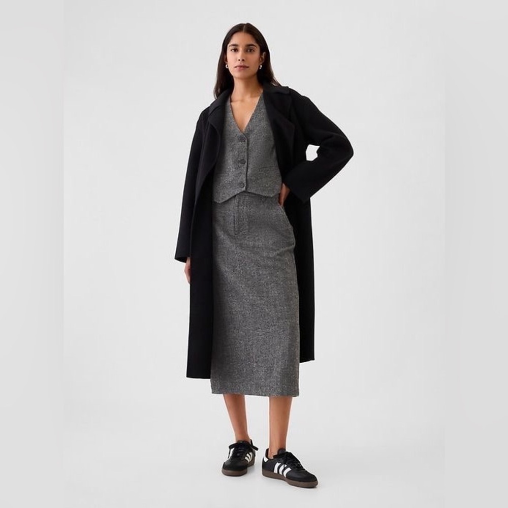 Gap Pencil Midi Skirt In Grey herringbone Size 14